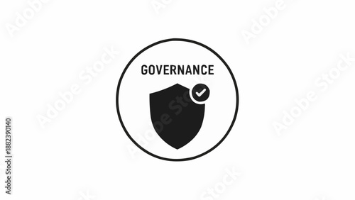 Black Shield Icon with Checkmark Governance.