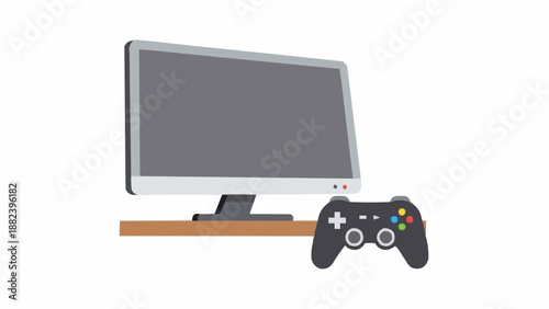 Modern Computer Monitor and Game Controller Setup for Gaming Entertainment.