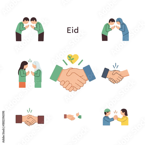 Handshake Illustrations Showing Unity and Agreement.