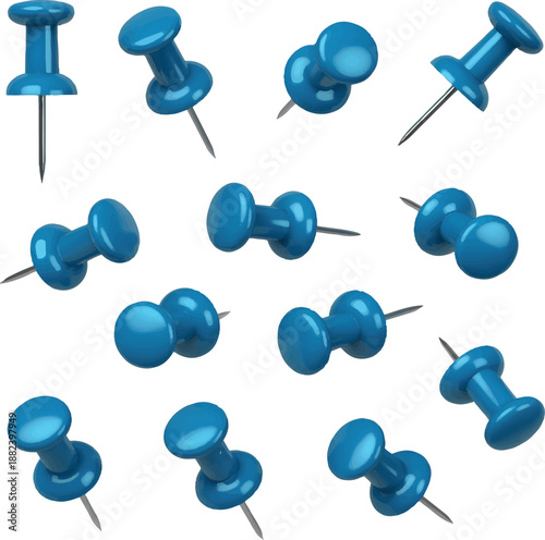blue push pin isolated