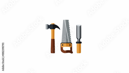 Essential woodworking tools hammer saw and chisel for craftsmanship.