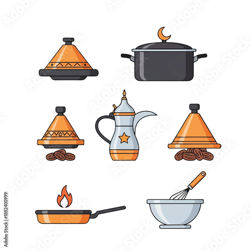 Moroccan Cooking Utensils and Kitchenware Set.