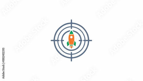 Rocket Ship Target Aim Concept.