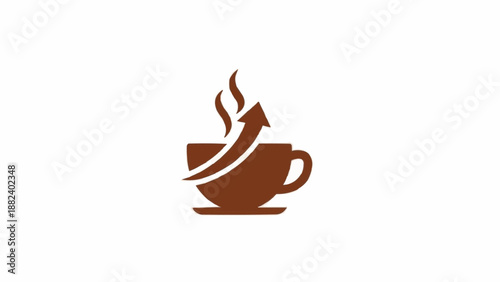 Brown coffee cup with steam rising.