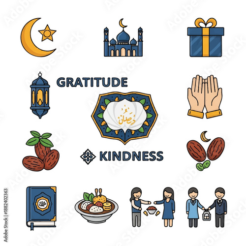 Islamic Symbols and Icons for Ramadan.