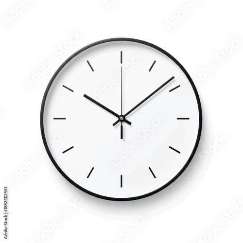 Minimalist white wall clock with black frame and clean dial for modern interior decor.