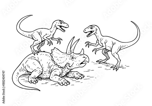 Velociraptor hand drawn simple sketch vector illustration