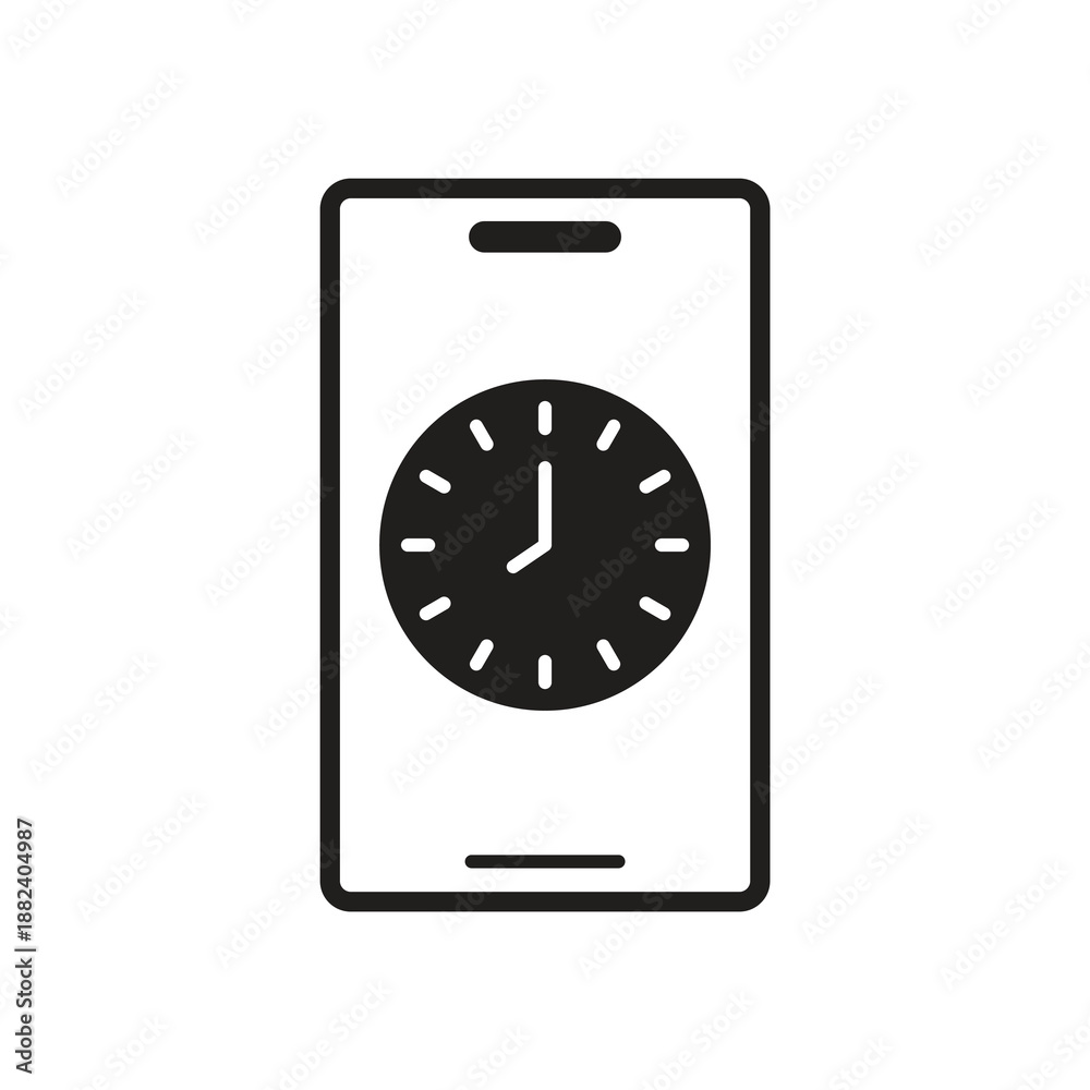 Obraz premium Analog clock time solid display icon