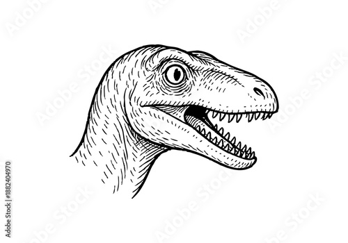 Foto Velociraptor hand drawn simple sketch vector illustration