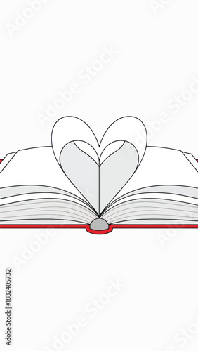 Open Book With Heart Symbol Emphasizing Love for Reading and Learning.