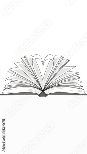 Open book with fanned pages spread gracefully, symbolizing learning and imagination across a quiet, elegant composition.