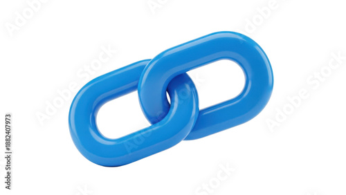 Chain link Icon isolated on white  Blue chain icon  3d rendering