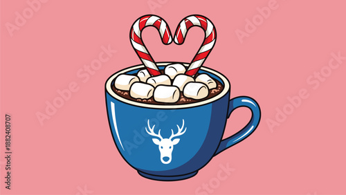 Hot Chocolate with Candy Canes and Marshmallows
