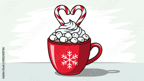 Festive Hot Chocolate with Candy Cane Heart