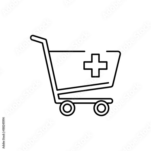 Medical supply shopping cart icon