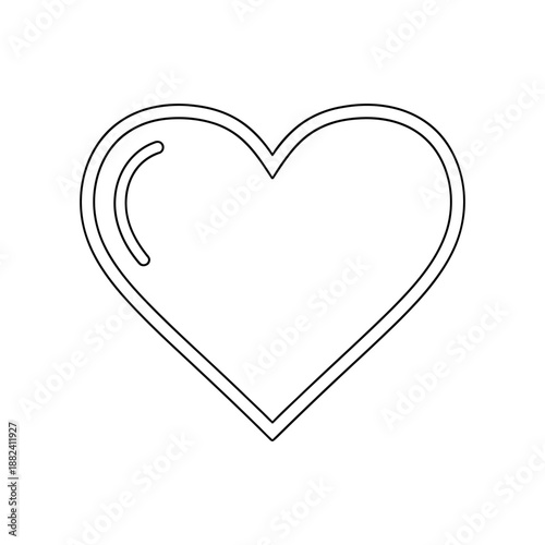 Simple heart shape outline on white background
