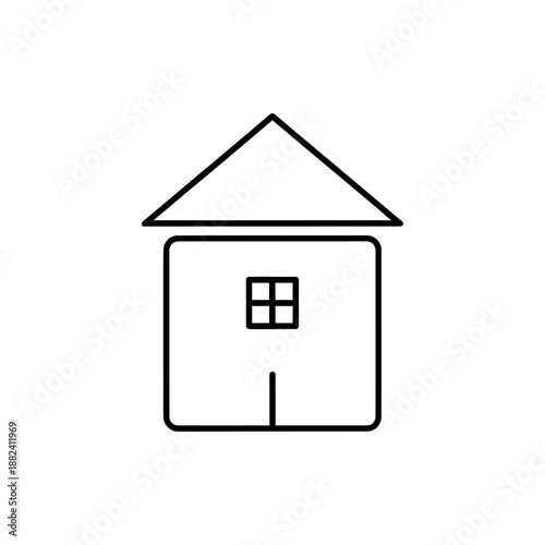 Simple house icon with window and door