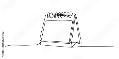 Minimalist continuous single line art drawing of a desk calendar for planning and scheduling
