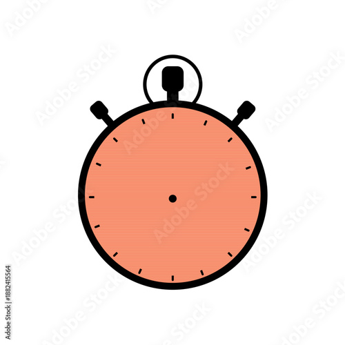 60 Seconds or Minutes. Minimalist Orange Stopwatch Illustration Icon, Time Management and Deadline Concept, Time Accuracy Vector Stock