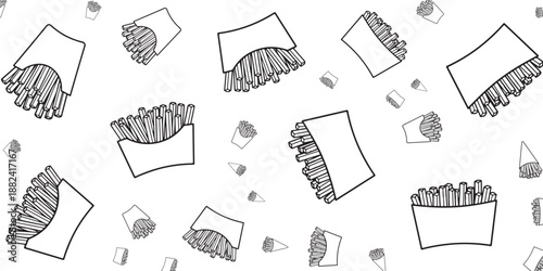 French Fries Pattern Illustration - Fast Food Snack Background Design