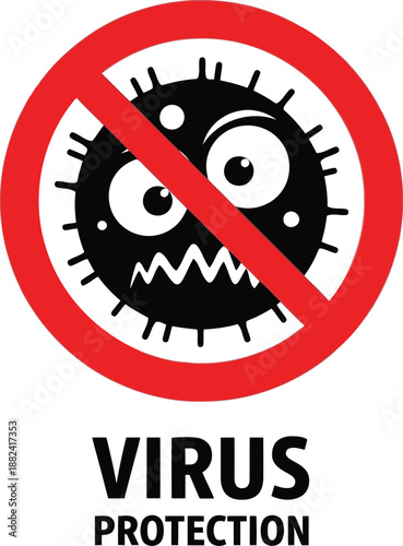 Stop virus icon. antivirus protection symbol. infection control and health safety graphic.