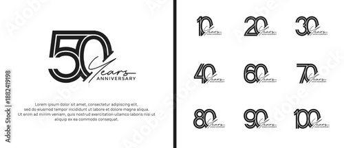 anniversary vector logo set, black color and handwriting can be use for celebration