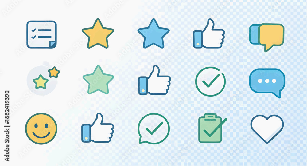Fototapeta premium Customer Feedback and Rating Vector Icon Collection