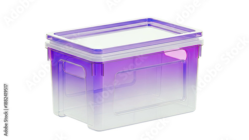 Transparent Purple Storage Bin with Lid