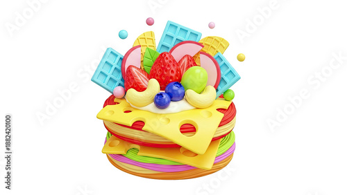 3D Rendered Sweet and Savory Snack Stack