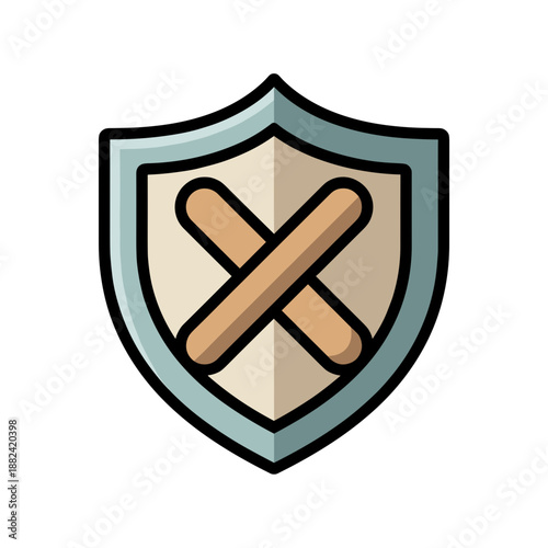 A light blue shield prominently displaying a bold red 'X' mark, symbolizing denial, error, invalidation, or a security breach.