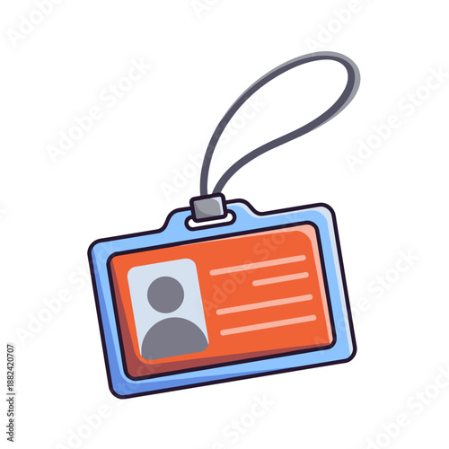 A professional identification card with a placeholder profile picture and text, attached to a lanyard, for corporate or event access.
