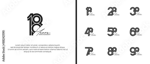 anniversary vector logo set, black color and handwriting can be use for celebration