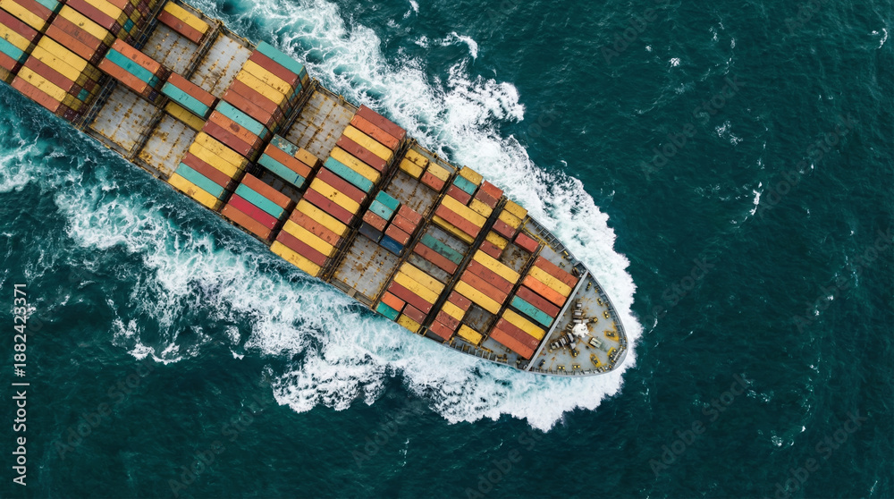 Fototapeta premium Supply chain resilience logistics distribution management cargo ship container vessel ocean transit freight transport port operations