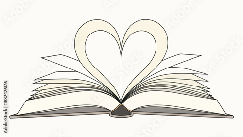 Open Book with Heart-Shaped Pages Symbolizing Love of Reading and Imagination.