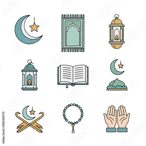 Islamic Symbols and Icons Set Illustration 12.