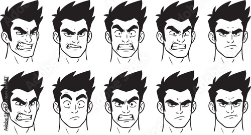 Cartoon man with various facial expressions