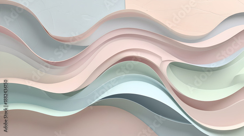 Pastel Paper Cut Wave Background with Soft Layers