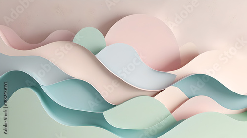 Pastel Paper Cut Wave Background with Soft Layers