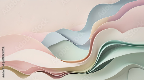 Pastel Paper Cut Wave Background with Soft Layers