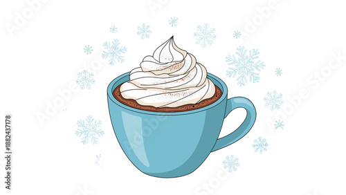 Hot Chocolate with Whipped Cream Illustration