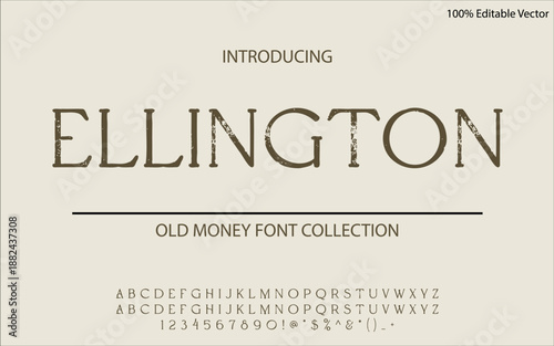 ELLINGTON is a distinguished old money sans serif font built on balance, restraint, and heritage clarity. Its clean letterforms suit luxury branding, editorial design, corporate identity, upscale pack