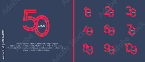 anniversary vector logo set, pink color can be use for celebration