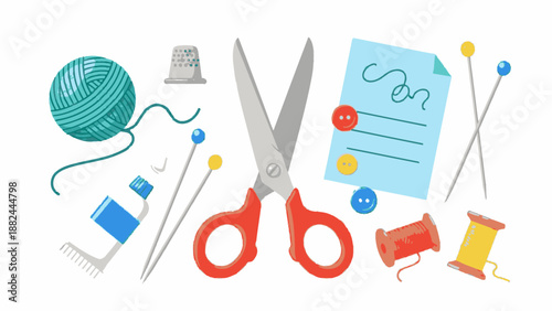 Sewing Essentials and Crafting Tools Arranged on a Clean Surface