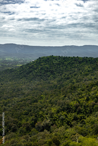 Green Mountain Range Overlook Small Village Day View
