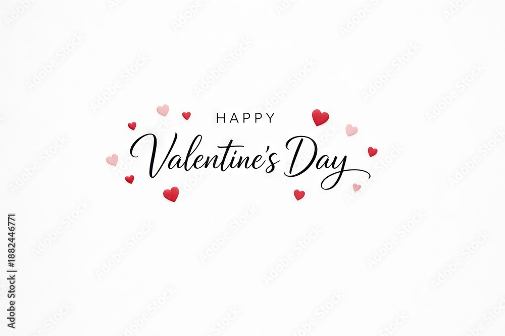 Naklejka premium Happy valentine's day with red and pink hearts on white background. concept of love celebration, romantic greeting, festive decor for valentine's day