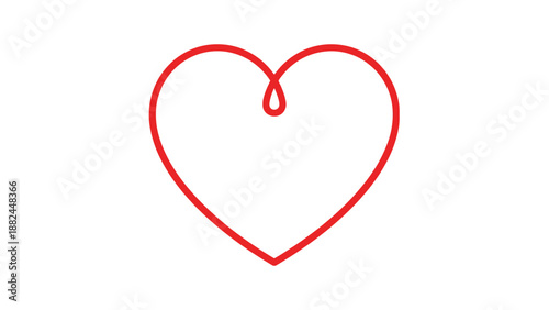 Minimalist Red Heart with Dripping Drop Line Art Illustration