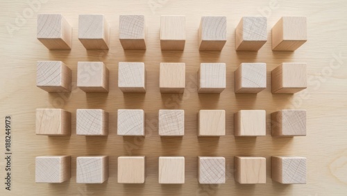 Wallpaper Mural A grid of wooden blocks with varying shades of wood, arranged in a 4x5 pattern on a light wooden surface. Torontodigital.ca