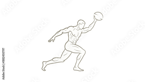 Man playing frisbee in a dynamic running pose with one arm outstretched
