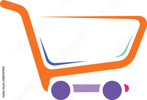 Simple Colorful Shopping Cart Outline Icon for Online Store Purchase Design