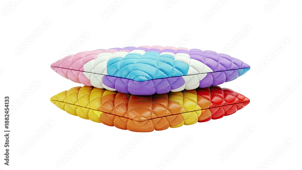 Naklejka premium Two Quilted Rainbow Pillows Stacked
